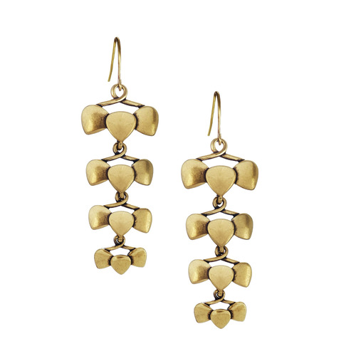 Metal Tear Drop Linear Earrings on a white background