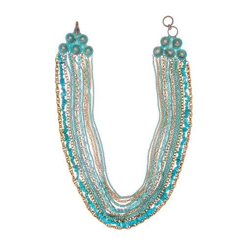 Turq + Patina Multi Strand Bib Necklace