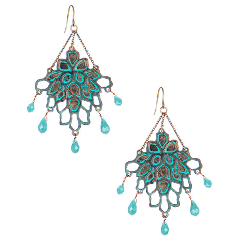Open Work Patina Chandelier Earrings