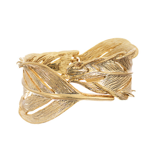 Sculpted Feather Hinged Cuff
